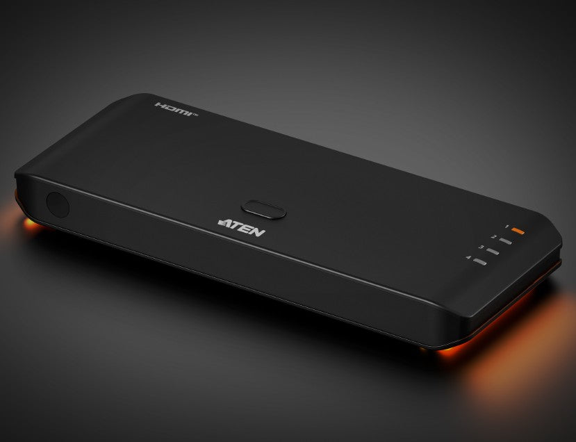 ATEN VS4841 True 4K HDMI switcher with orange LED indicators