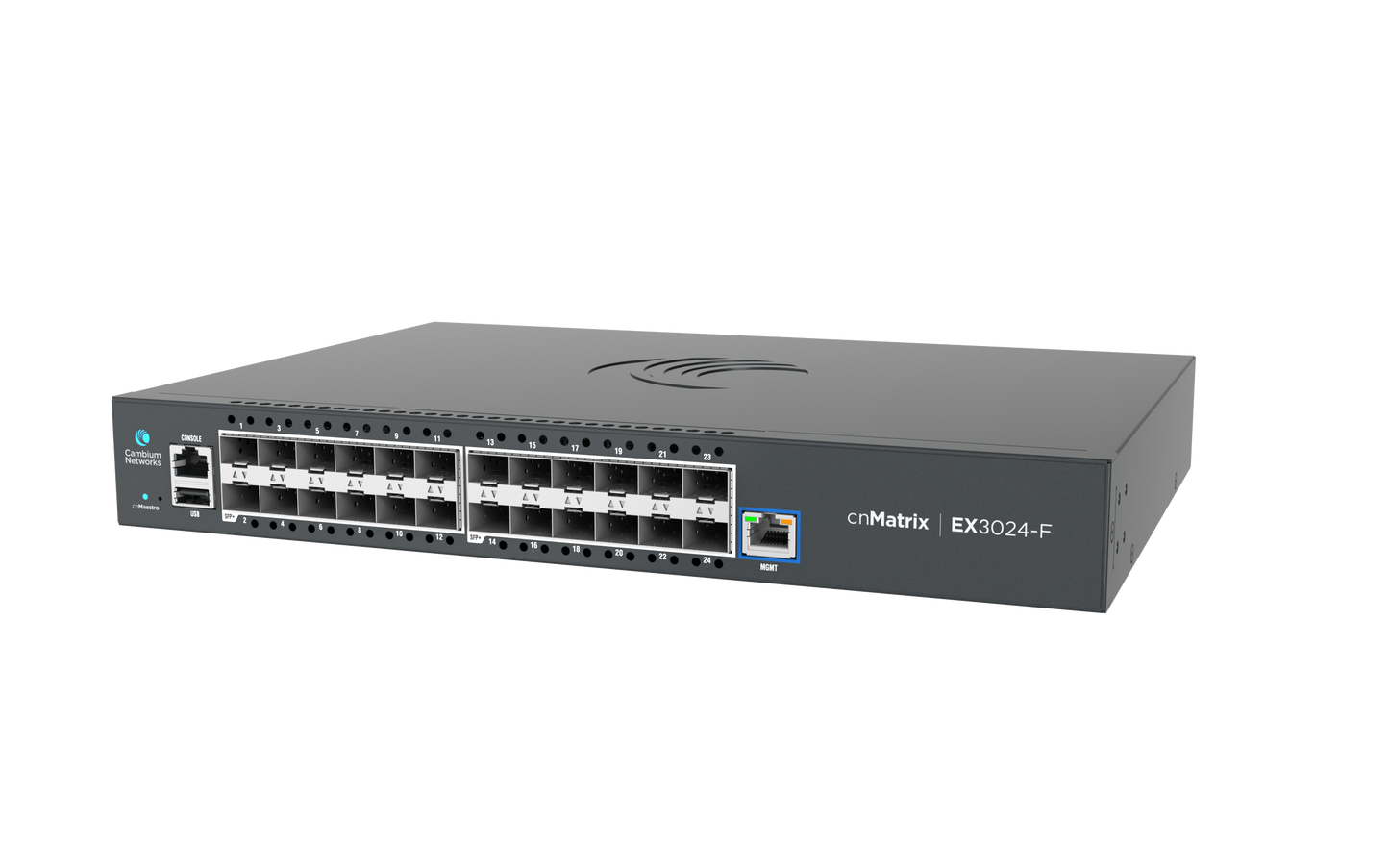 Cambium cnMatrix EX3024F 24x 10G SFP+ fiber switch dark gray design