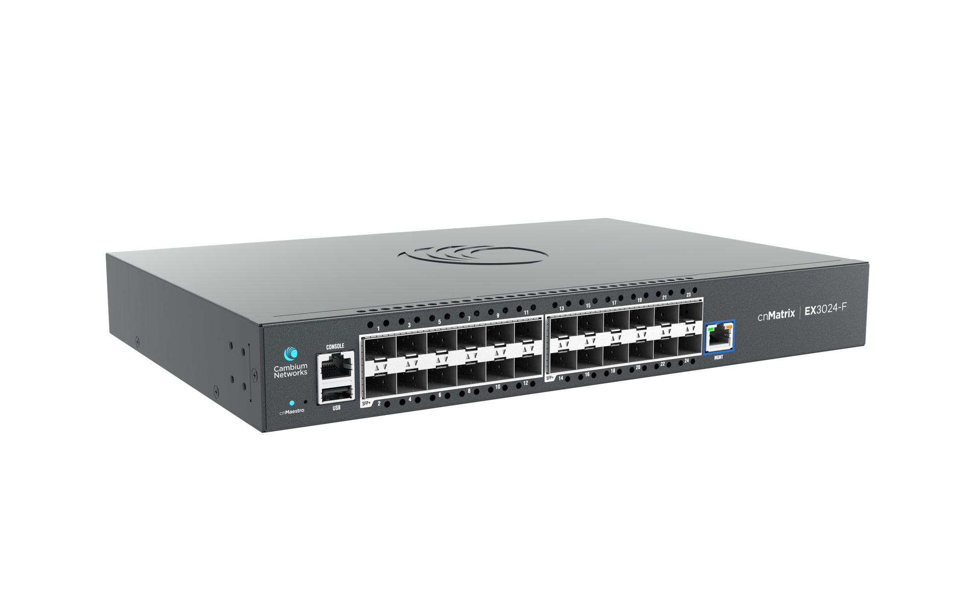 Cambium cnMatrix EX3024F 24-port 10G SFP+ fiber switch rear view