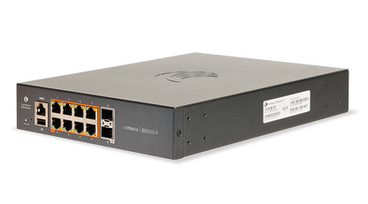 Cambium cnMatrix EX1010-P switch with 8 PoE ports, gray metal