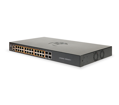 Cambium Networks cnMatrix EX1028-P gray metal switch with 24 PoE+ ports