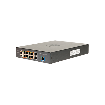 Cambium cnMatrix EX2010-P switch with 8x 1GbE PoE ports, 2x SFP, blue USB
