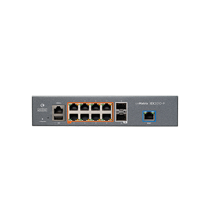 Cambium cnMatrix EX2010-P switch with 8 GbE PoE ports, SFP uplinks