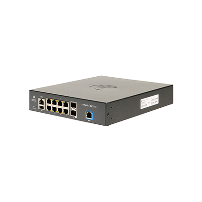 Cambium cnMatrix EX2010 switch with 8x1G, 2 SFP ports, front blue Ethernet