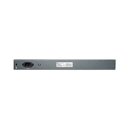 Rear view of Cambium Networks cnMatrix EX2016M-P switch with power port