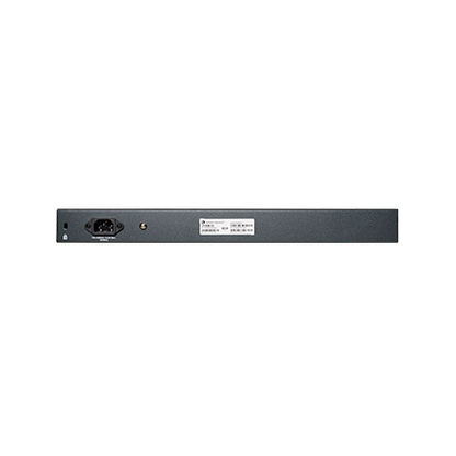 Rear view of Cambium Networks cnMatrix EX2028-P switch with power port and label