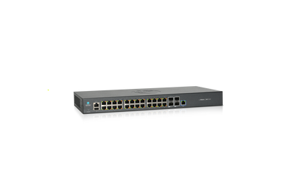 Cambium cnMatrix EX2028 switch with 24x 1GbE ports, 4x SFP uplinks, green LED