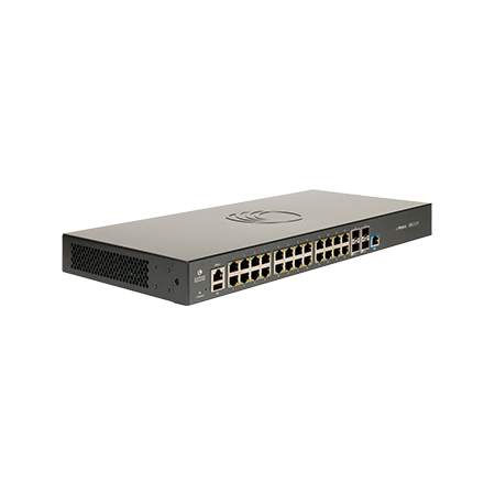 Cambium cnMatrix EX2028 switch with matte black finish and Ethernet ports