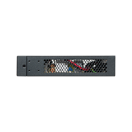 Cambium cnMatrix EX2028 switch black metal rack with perforated panel wiring