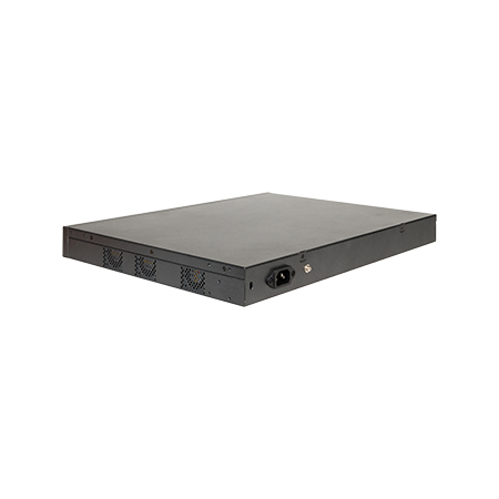Rear view of Cambium Networks cnMatrix EX2052-P switch with ventilation grilles and power port