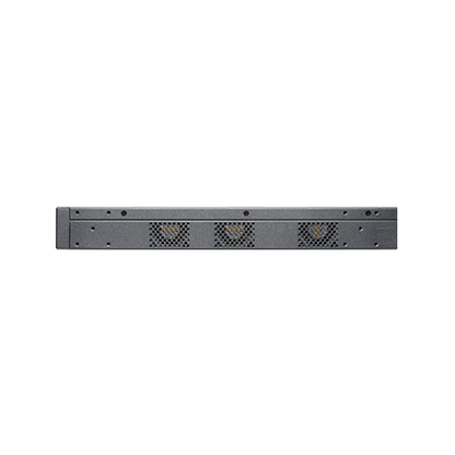 Back of Cambium Networks cnMatrix EX2052-P gray metal server rack with 3 ventilation grilles