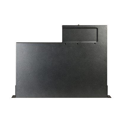 Black Cambium cnMatrix EX2052R-P PoE switch rack with top right cutout