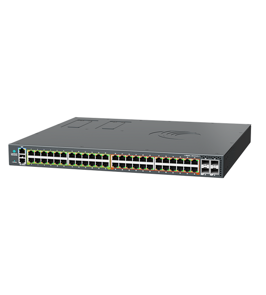 Cambium cnMatrix EX3052R-P dark gray switch with Ethernet ports and lights