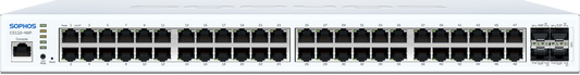 Sophos CS110-48P white switch with 48 PoE ports, USB, back view