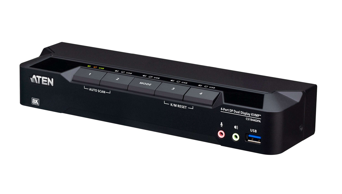 ATEN CS1944DPA-AT-U | CS1944DP Dual DisplayPort KVMP Switch, 4-Port, 4K60, USB 3.0 Hub