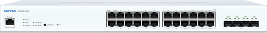 Sophos CS210-24FP switch rear: 32 Ethernet ports, 3 USB ports