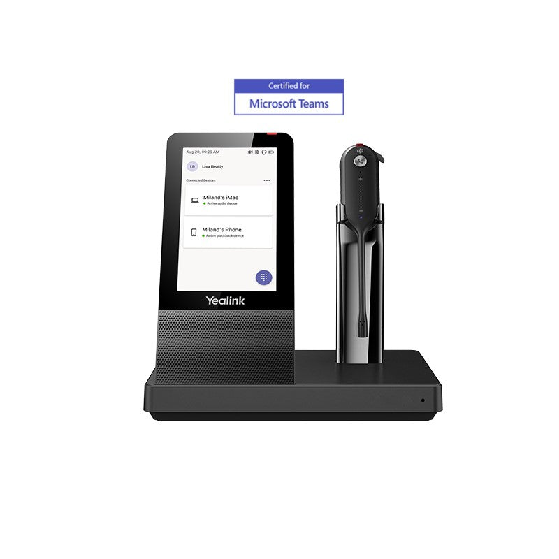 Yealink WH67-MS | WH67 Series Convertible Headset, 4" Touch Screen Base, Speakerphone
