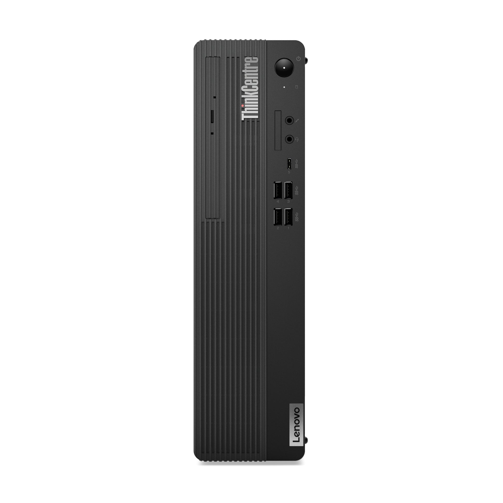 Lenovo ThinkCentre M70s Gen 5 SFF black desktop with ribbed design and ports