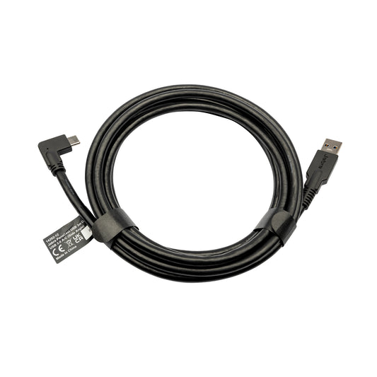 Black Jabra 14202-12 PanaCast replacement USB-A 2.0 to USB-C cable with angled connector and molded plastic housing