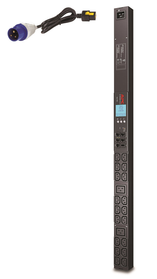 APC AP8858EU3 | 3.7kW 230V 16A NetShelter Metered Rack PDU, 0U, 18 C13 & 2 C19 Outlets, IEC 309 Cord, 1 Phase