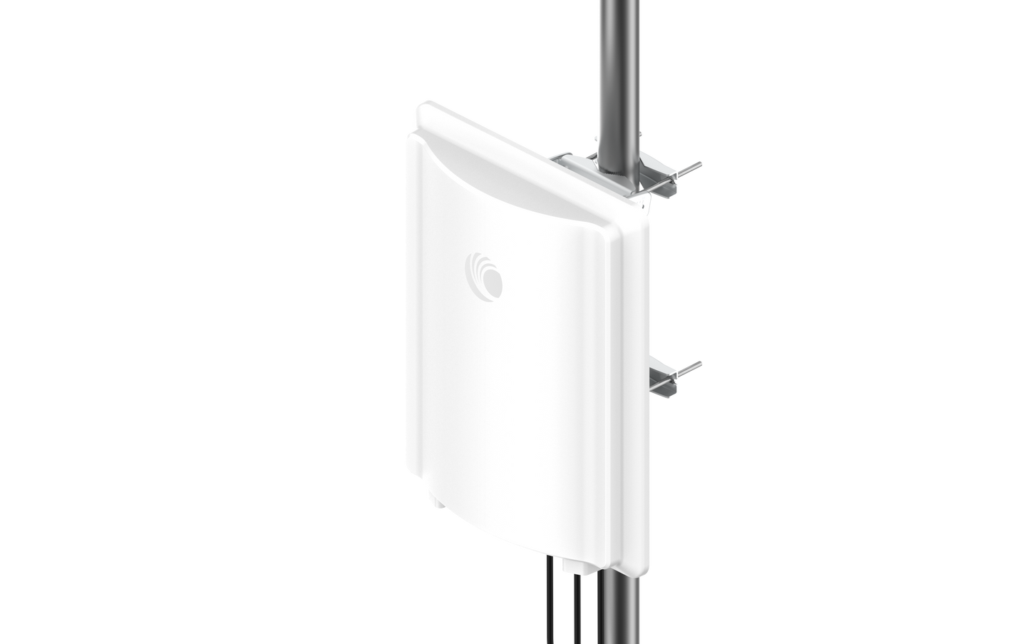 Cambium Networks ePMP 4500 5GHz white rectangular access point on pole