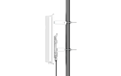 Cambium Networks ePMP 4500 5GHz white access point on pole with clamps