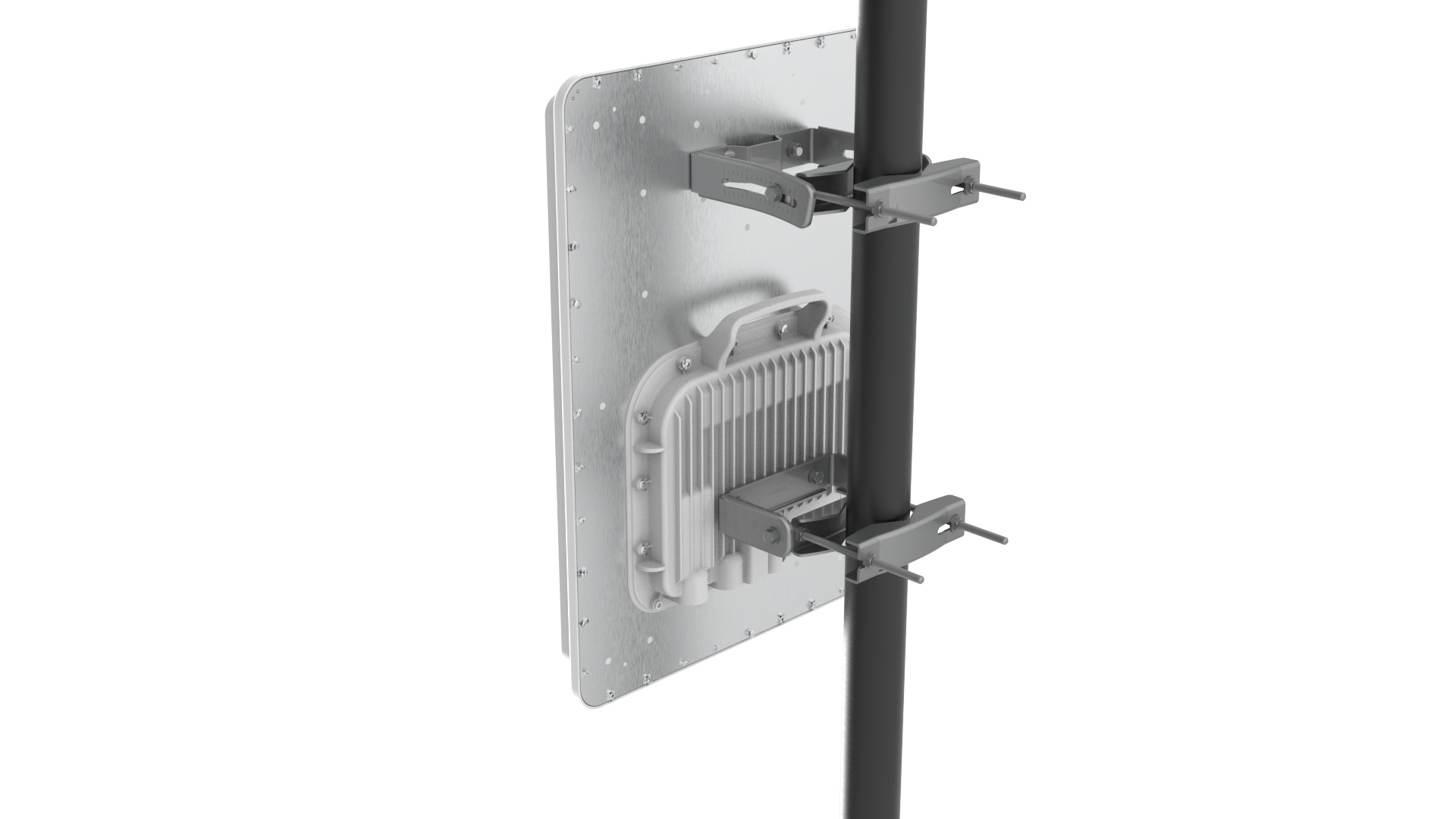 Silver Cambium EPMP 4500 5GHz outdoor antenna on pole mount