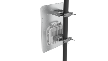Silver Cambium EPMP 4500 5GHz outdoor antenna on pole mount
