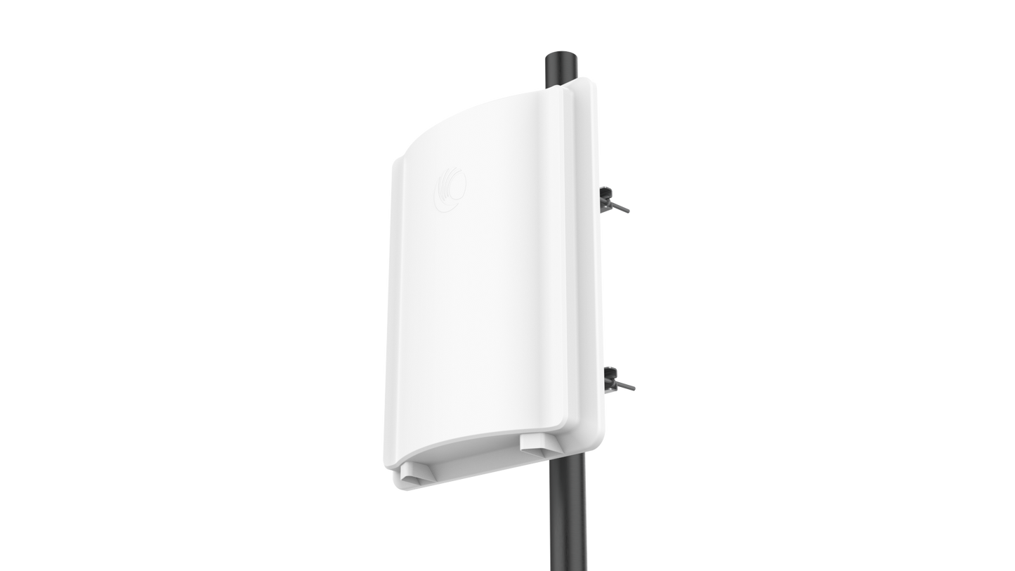 Cambium Networks ePMP 4500 5GHz white rectangular access point on pole