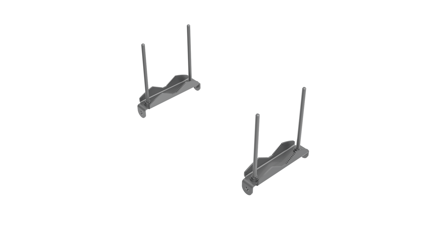 Silver-toned metal bicycle handlebar stem and clamp assembly for Cambium Networks EPMP 4500