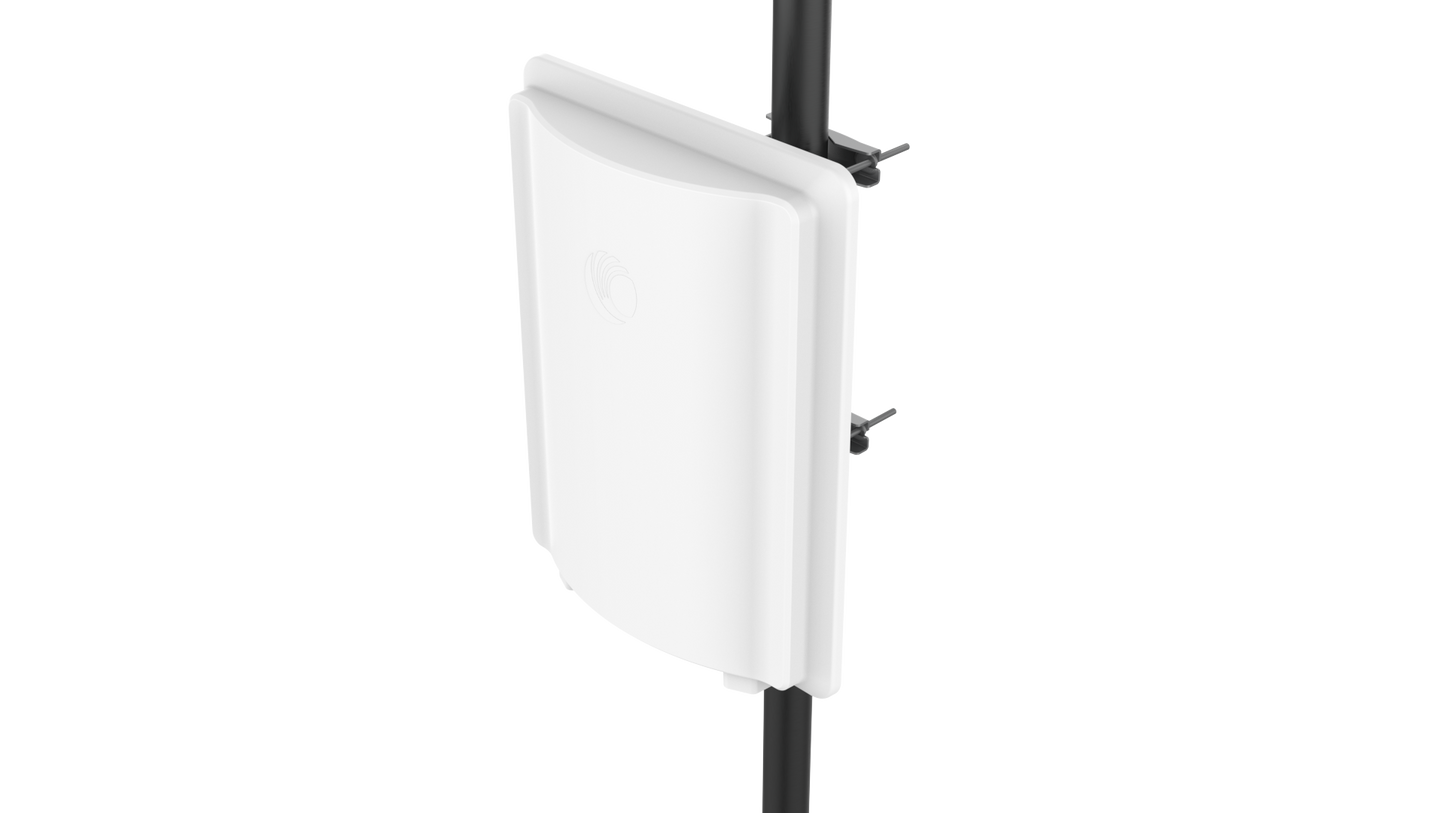 Cambium Networks ePMP 4500 5GHz white rectangular access point on pole