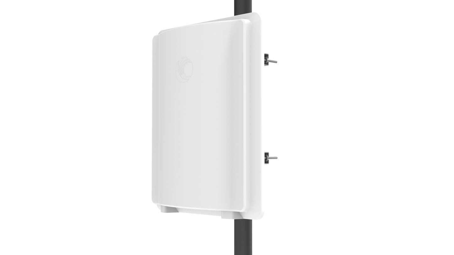 Cambium Networks ePMP 4500 5GHz white rectangular access point on pole