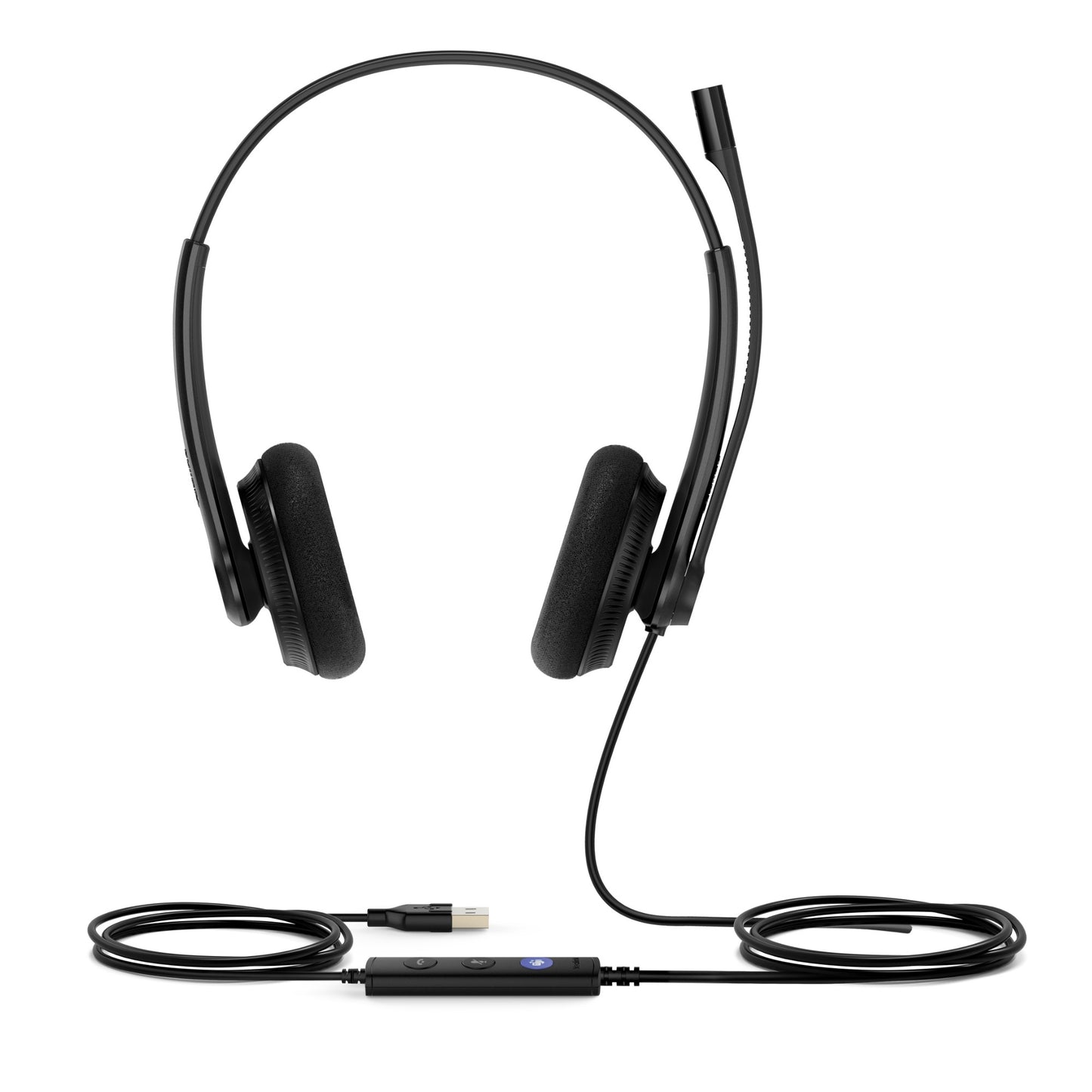 Yealink UH34-L-D-MS-FW black over-ear headset with mic boom and padded earcups