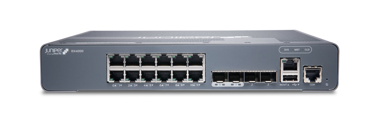 Juniper EX4000-12T | EX4000 Series 12 x 1GbE Ports, 4x10G SFP+ Uplinks, Standard SW