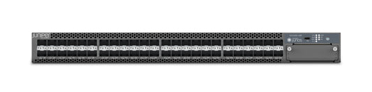 Black metal juniper ex4400-48f-afi server rack back with multiple ports and ventilation holes for high-speed networking