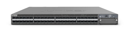Gray metal juniper ex4400-48f-afi server rack back side with 12x10g sfp+ ports and ventilation slots