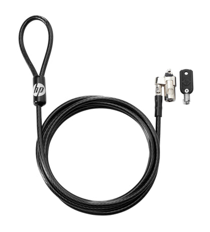 HP T1A62AA Keyed Cable Lock 10 mm with black braided steel cord and silver lock