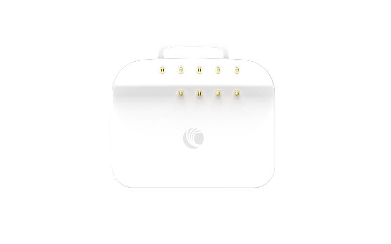 White rectangular charging dock with ten gold led lights for cambium networks epmp 4500c 5 ghz connectorized access point