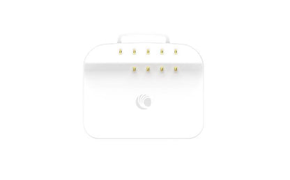 White rectangular charging dock with ten gold led lights for cambium networks epmp 4500c 5 ghz connectorized access point