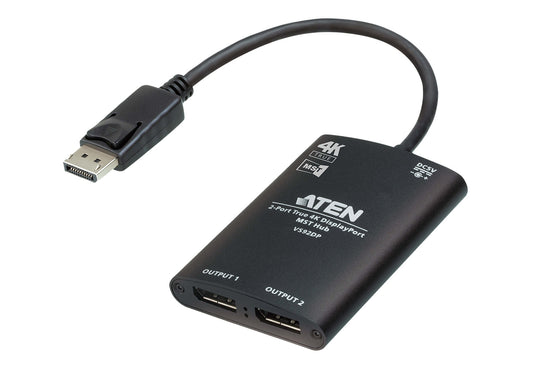ATEN VS92DP-AT | VS92DP 2-Port DP MST Hub, 2 x DP Out, 4K 3840x2160@30Hz, HDCP 1.3