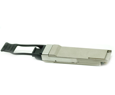 Silver metallic juniper qsfpp-40gbase-sr4 40g qsfp+ sr4 transceiver with black plastic latch for multimode fiber use