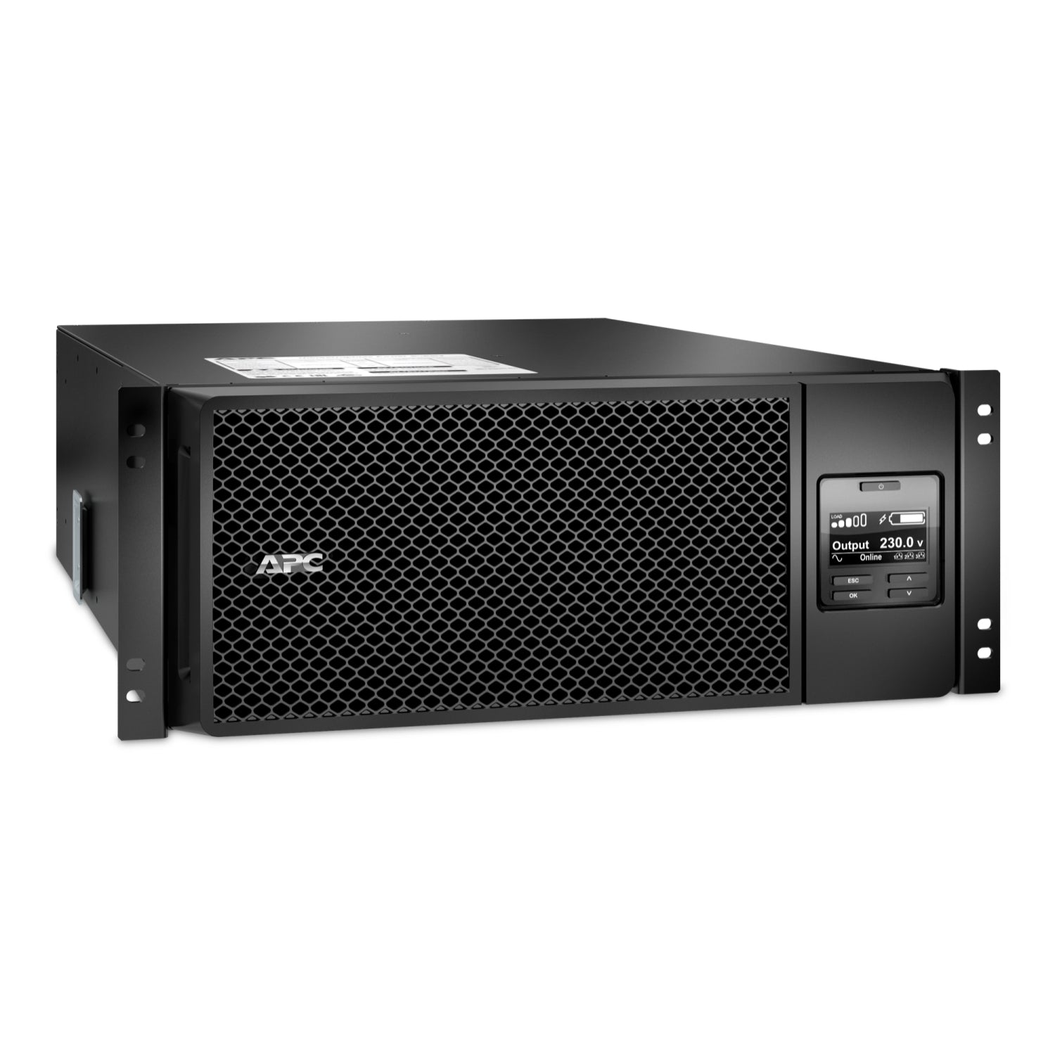 APC SRT6KRMXLI 6kW rack-mount UPS with mesh front and display