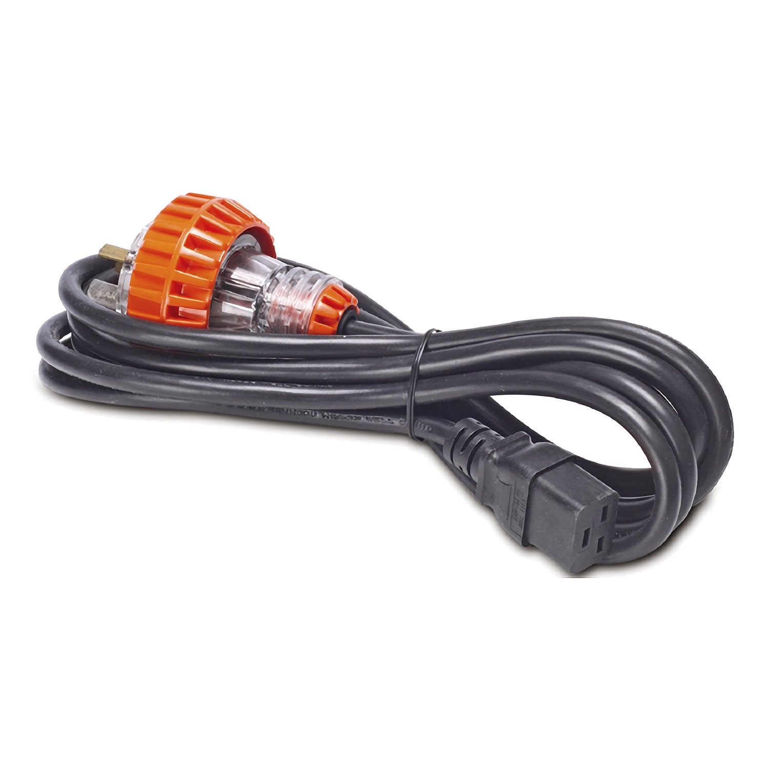 APC AP9897 NetShelter C19 to 15A Australia plug power cord, black with orange clear ribbed plug, 3.7m