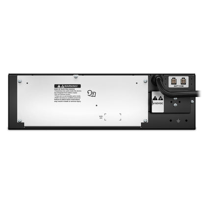 APC SRT192RMBP2 back view with silver warning label and battery ports