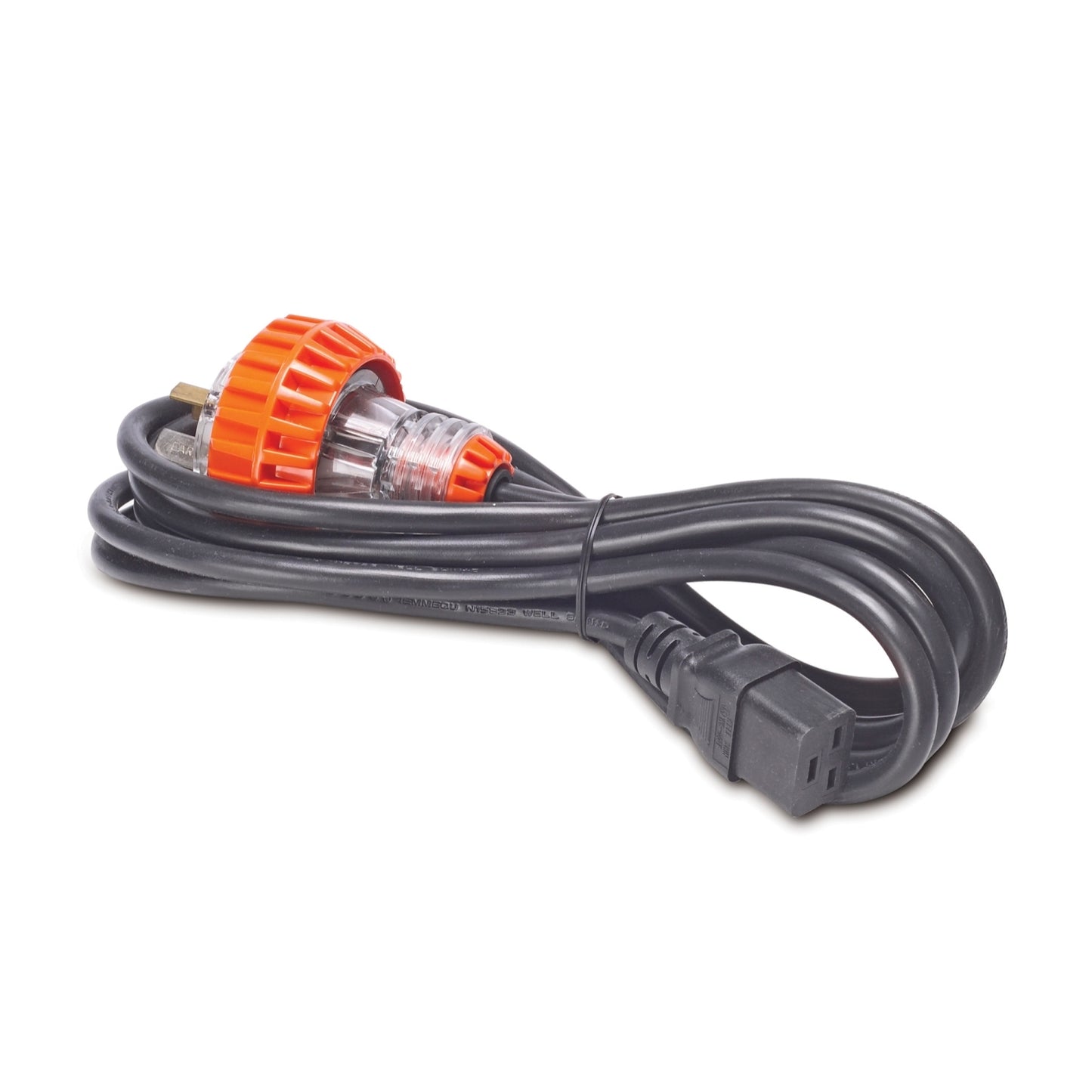 APC AP9897 NetShelter C19 to 15A Australia plug power cord, 3.7m, black with orange clear plug