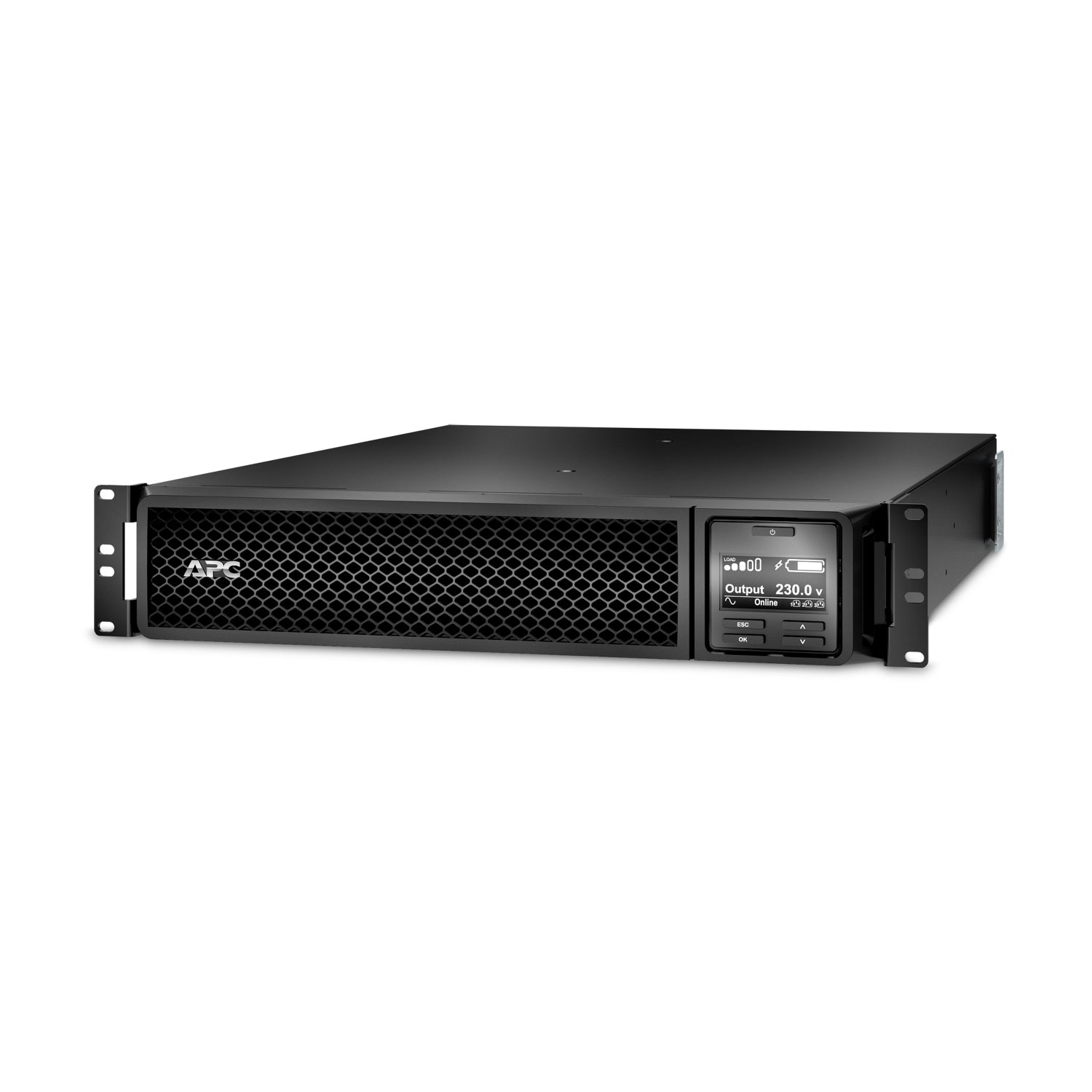 APC SRT2200RMXLI rack-mount UPS 2200VA with mesh panel and display