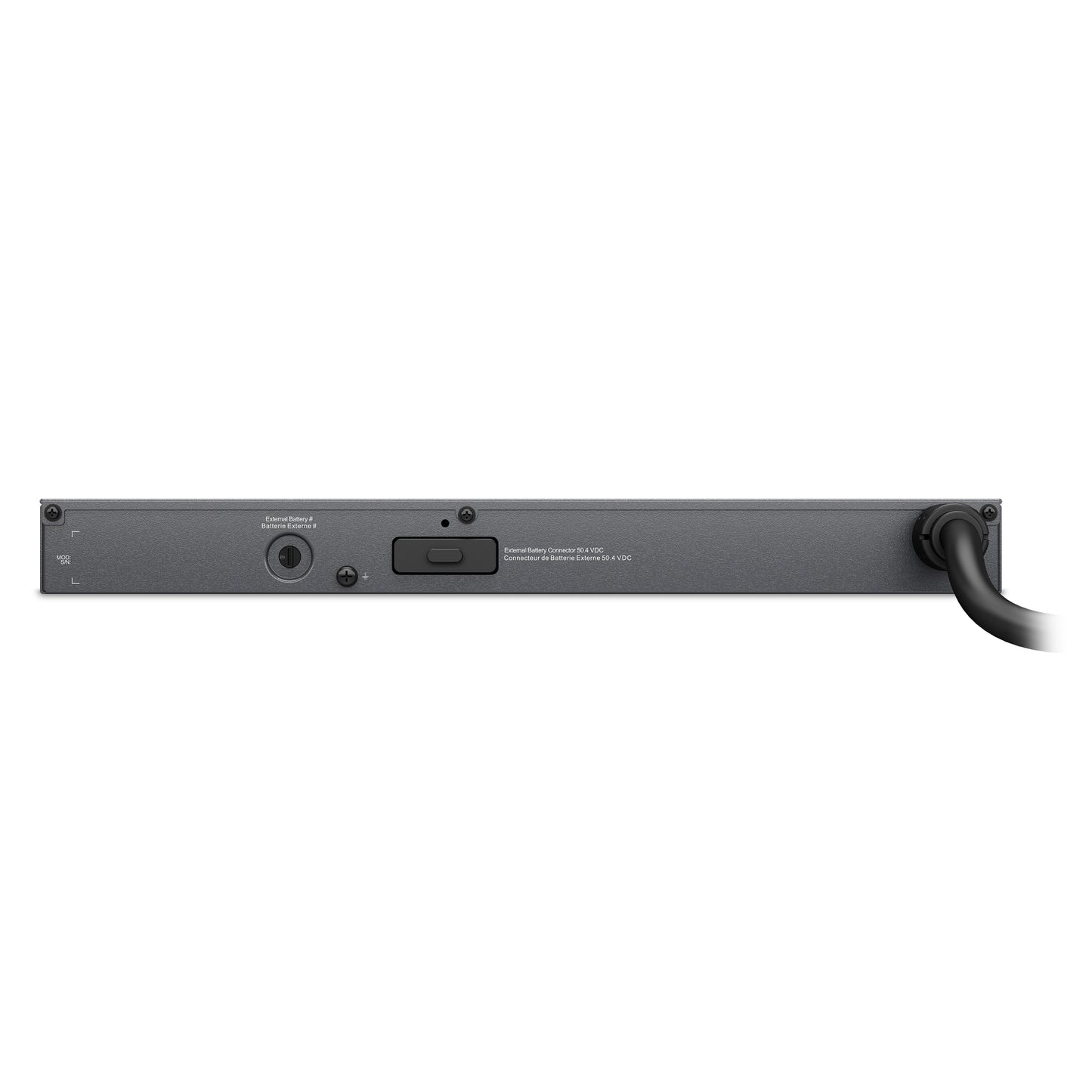 APC SRTL50RMBP1U-LI rear black metal rack-mount PDU with IEC and battery port