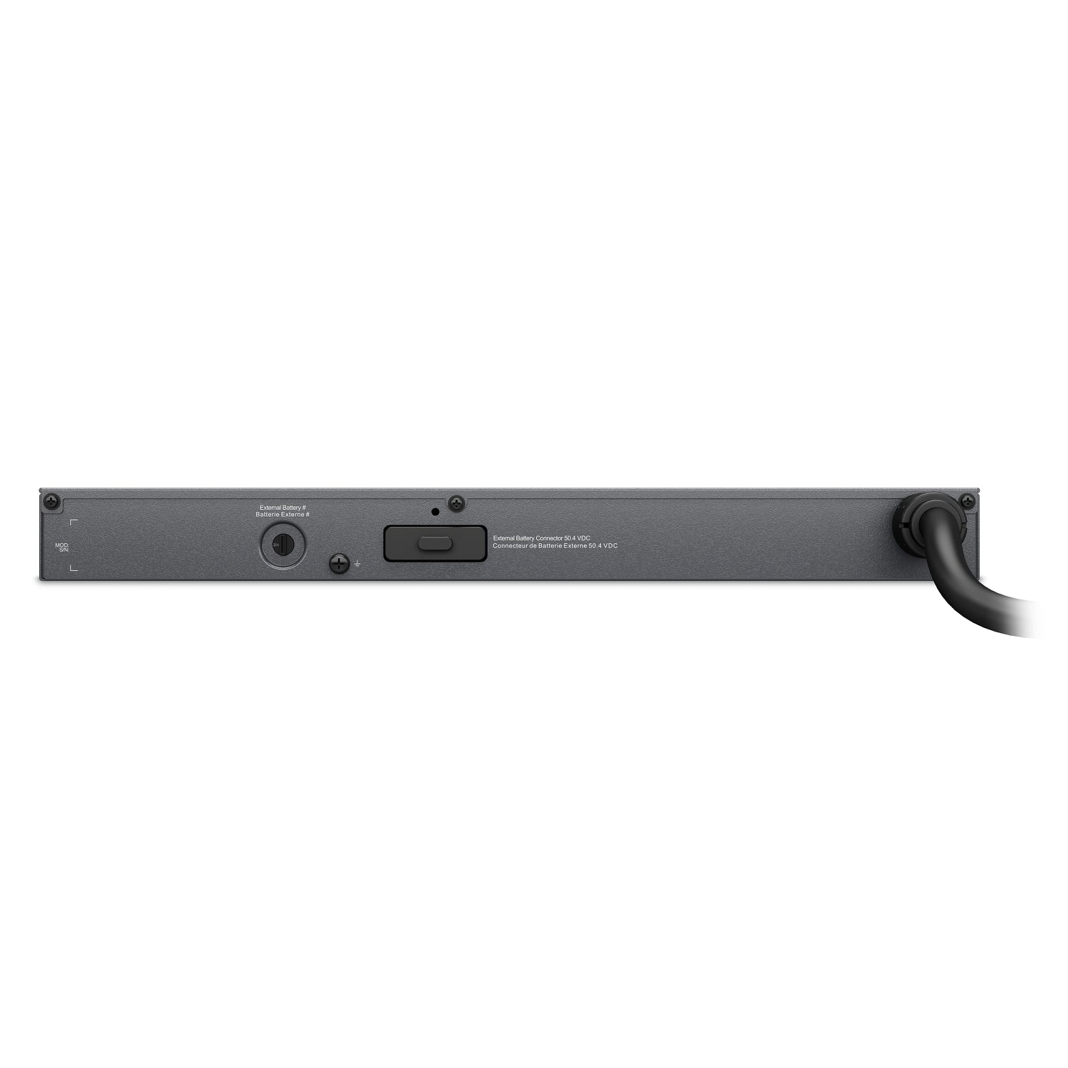 APC SRTL50RMBP1U-LI rear black metal rack-mount PDU with IEC and battery port
