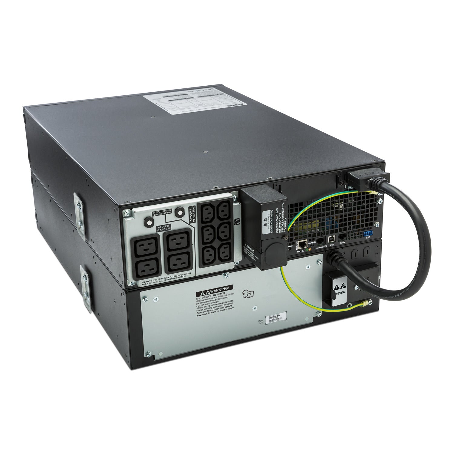 APC SRT5KRMXLI rear rack with power outlets and network ports