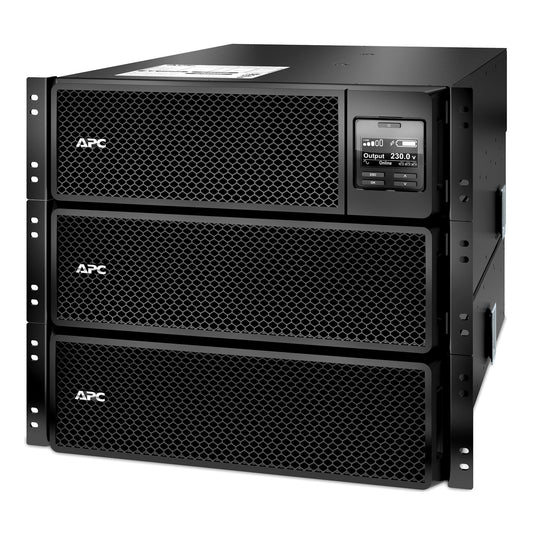 APC SRT10KRMXLI 10kW rack-mount UPS with mesh panels and display
